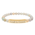 God Is Good Natural Stone Stretch Bracelet — Engraved Bar Spiritual Jewelry