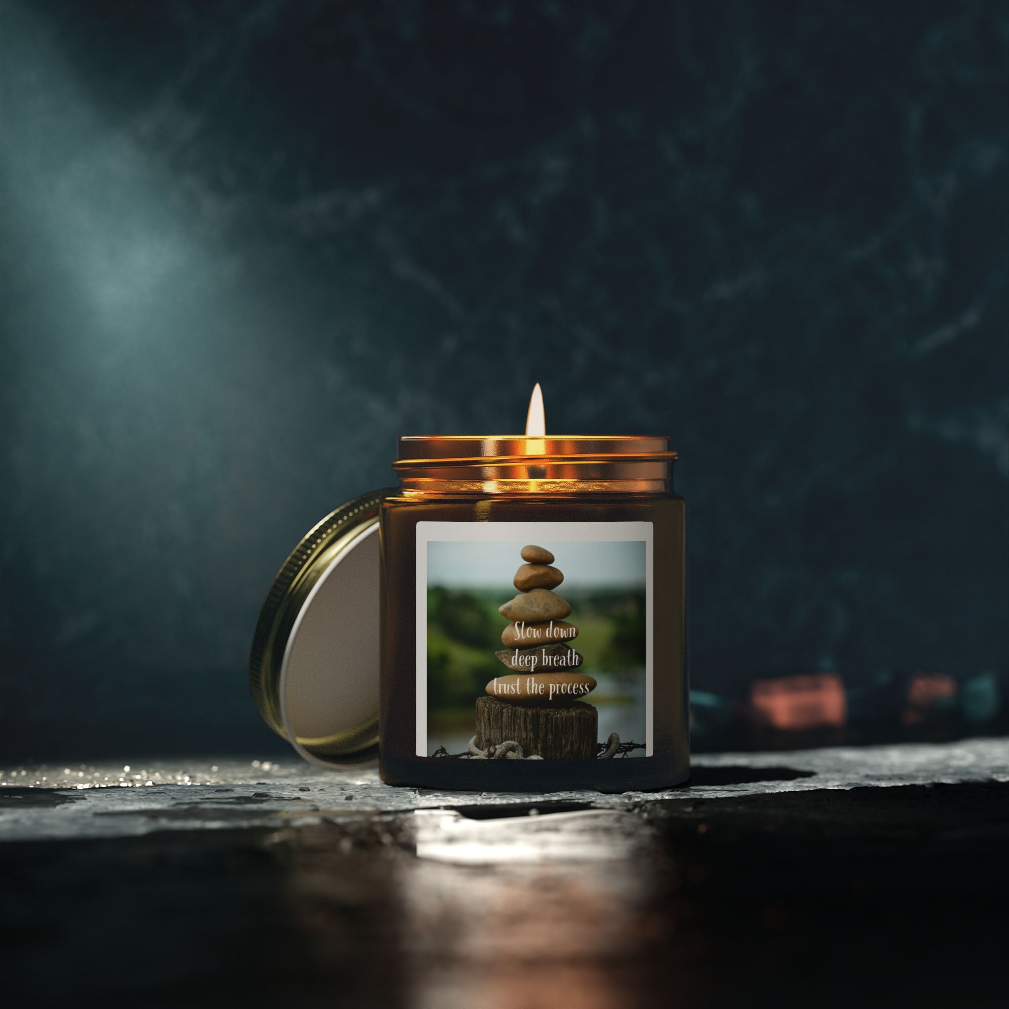 Coconut Apricot Soy Candle (4oz/9oz) — 'Slow Down, Deep Breath, Trust the Process' Relaxation Scent