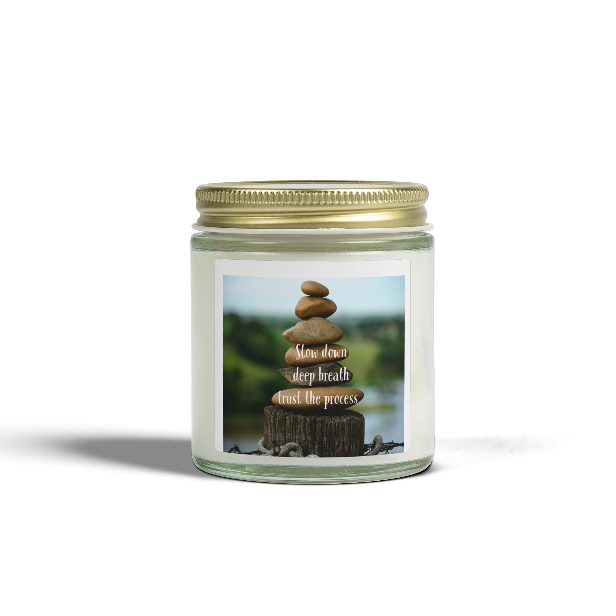 Coconut Apricot Soy Candle (4oz/9oz) — 'Slow Down, Deep Breath, Trust the Process' Relaxation Scent