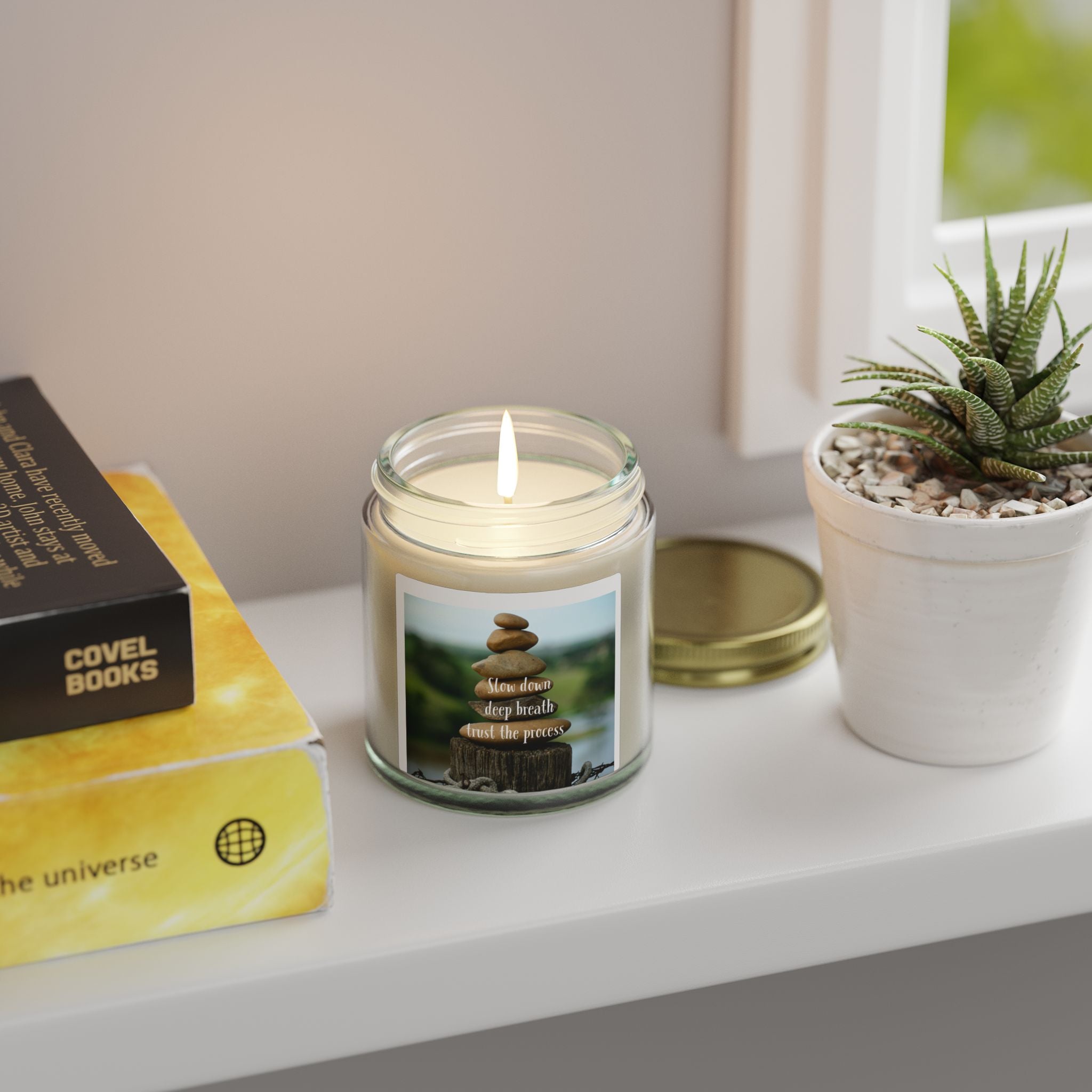Coconut Apricot Soy Candle (4oz/9oz) — 'Slow Down, Deep Breath, Trust the Process' Relaxation Scent
