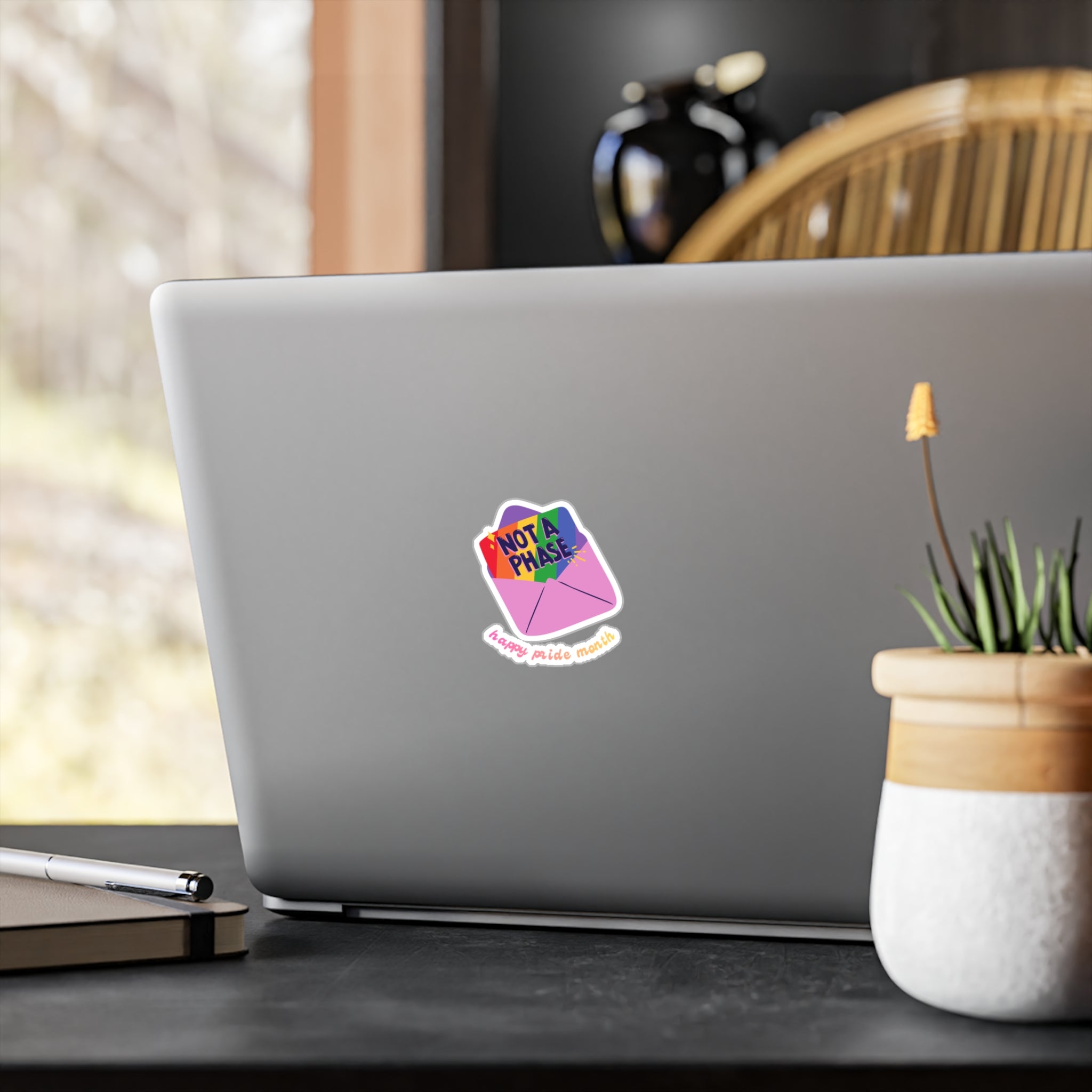 Not a Phase Pride Sticker — "Not a Phase" Rainbow Envelope Kiss-Cut Decal (Happy Pride Month)