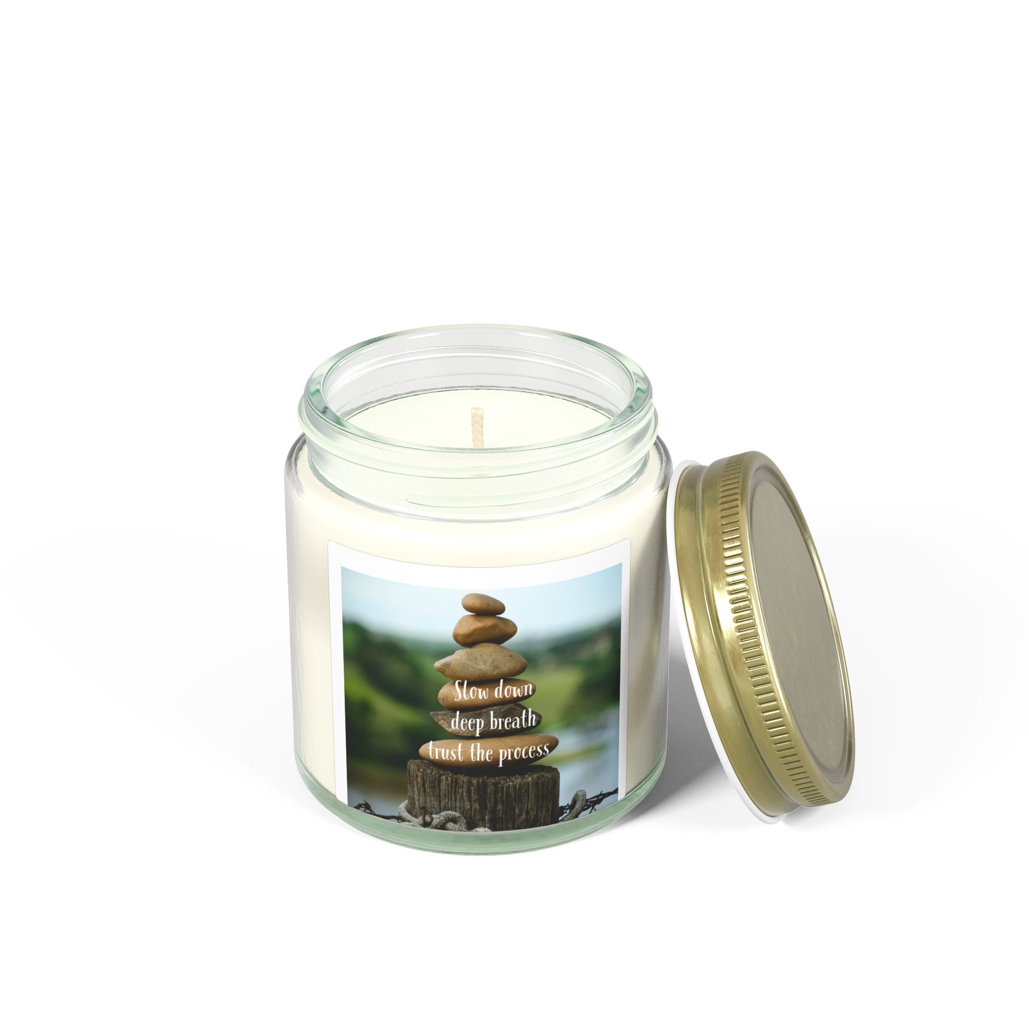 Coconut Apricot Soy Candle (4oz/9oz) — 'Slow Down, Deep Breath, Trust the Process' Relaxation Scent