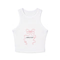 Ribbed Racer Tank — Pink Bow "Barbie Pop" Graphic