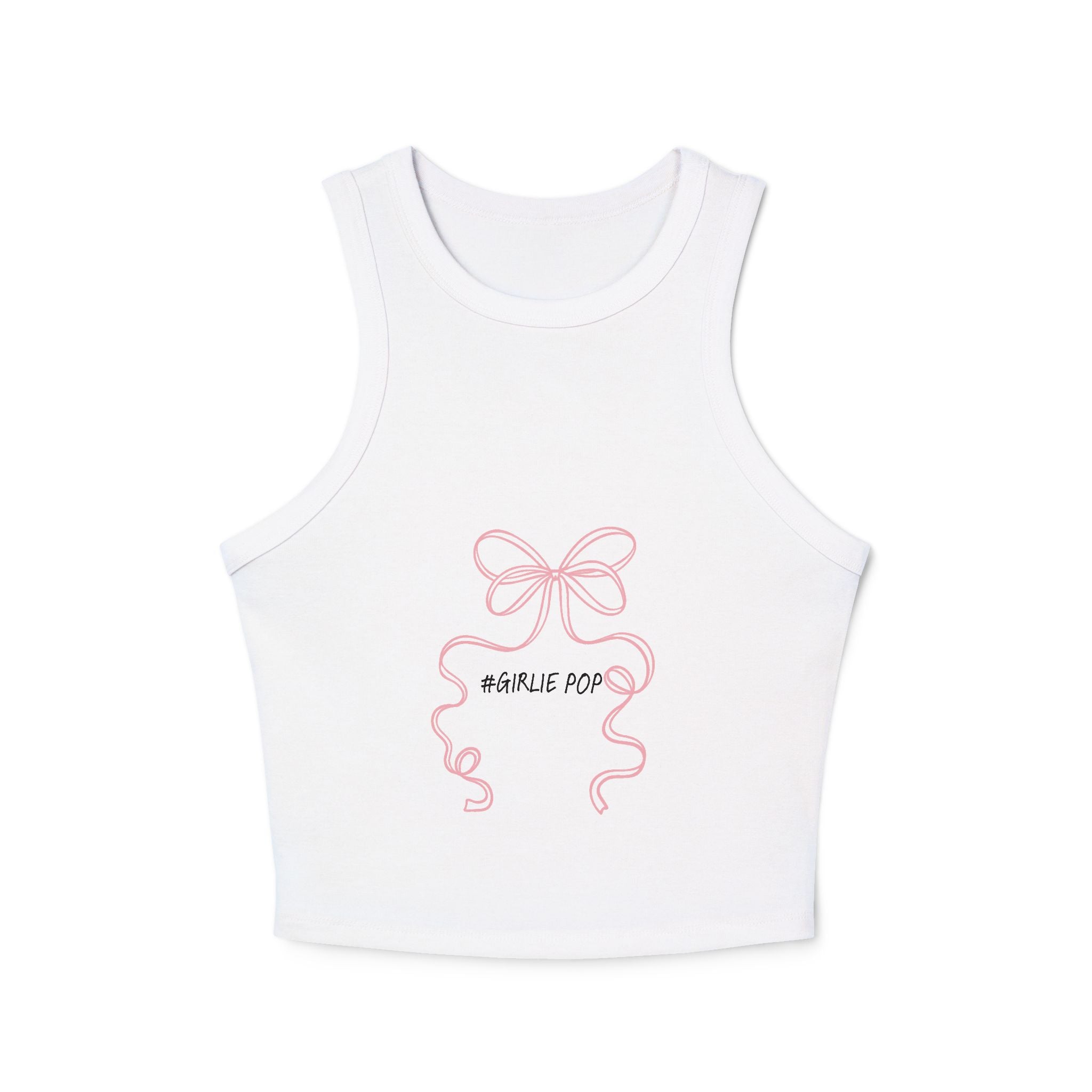 Ribbed Racer Tank — Pink Bow "Barbie Pop" Graphic