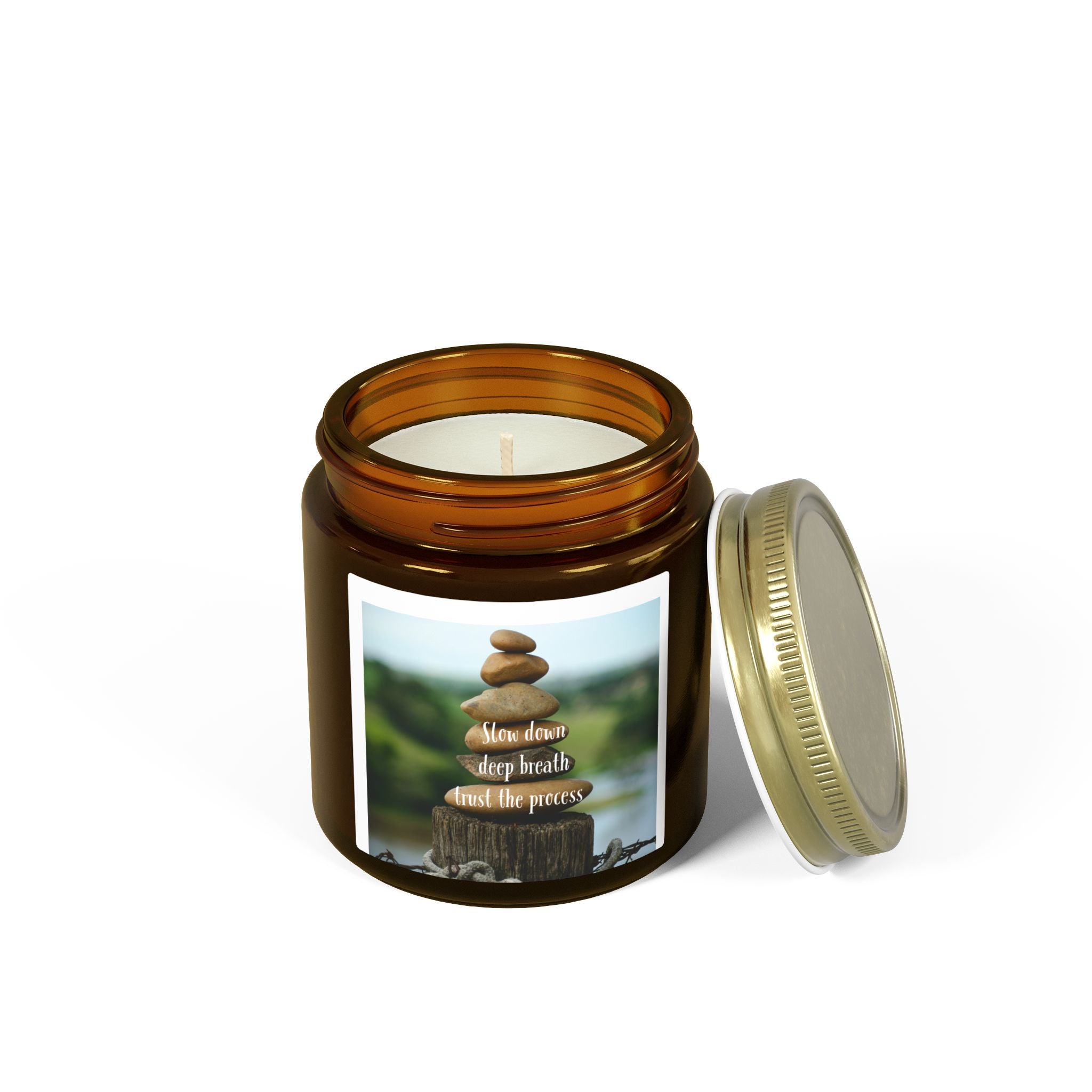 Coconut Apricot Soy Candle (4oz/9oz) — 'Slow Down, Deep Breath, Trust the Process' Relaxation Scent